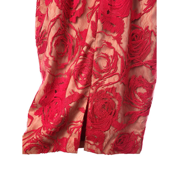 Black Halo Mesh Floral Embroidered Midi Length Dress Size 2 - Picture 9 of 11